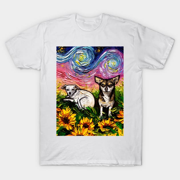 Two Chihuahuas Night T-Shirt by sagittariusgallery